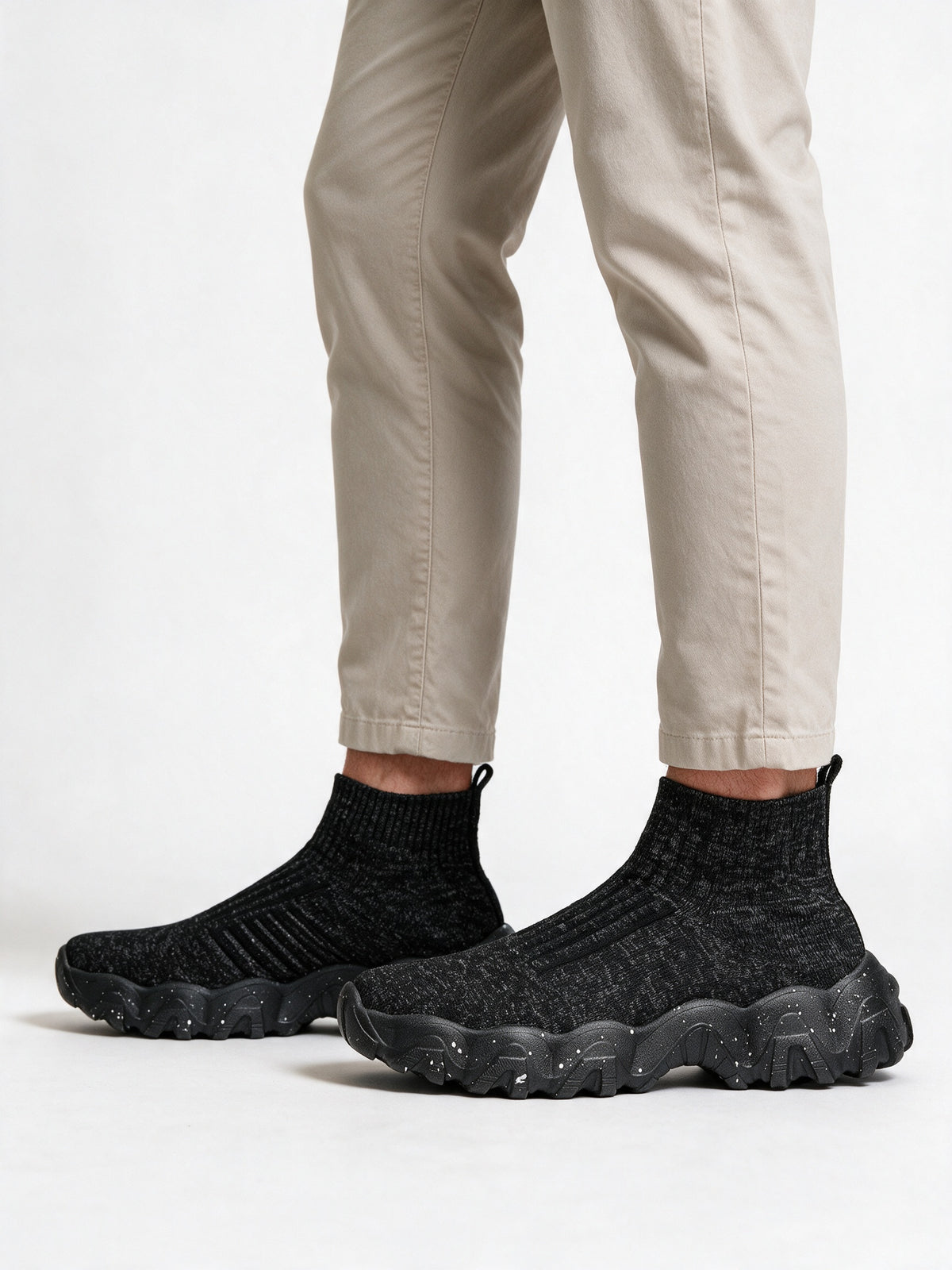 Silas - Men's Mid Ankle Knit Sock Sneakers - view 3
