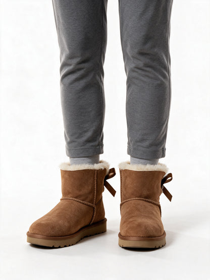 Siri - Women's Classic Pull On Boots in Seven Styles - Chestnut Bow Back