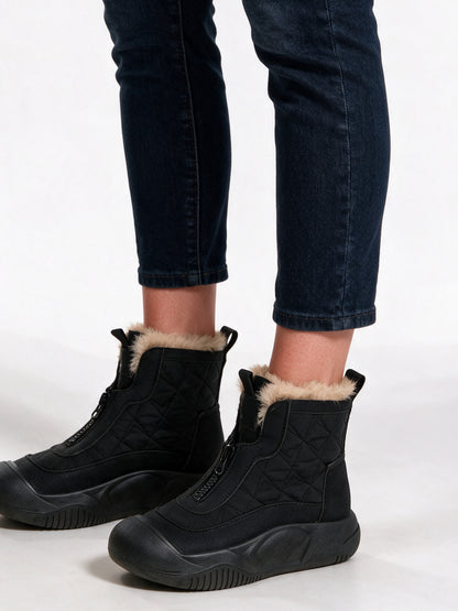 Sonja - Women's Quilted Front Zip Ankle Boots with Fluffy Lining - view 3