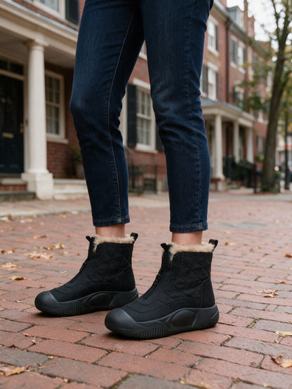 Sonja - Women's Quilted Front Zip Ankle Boots with Fluffy Lining - view 4