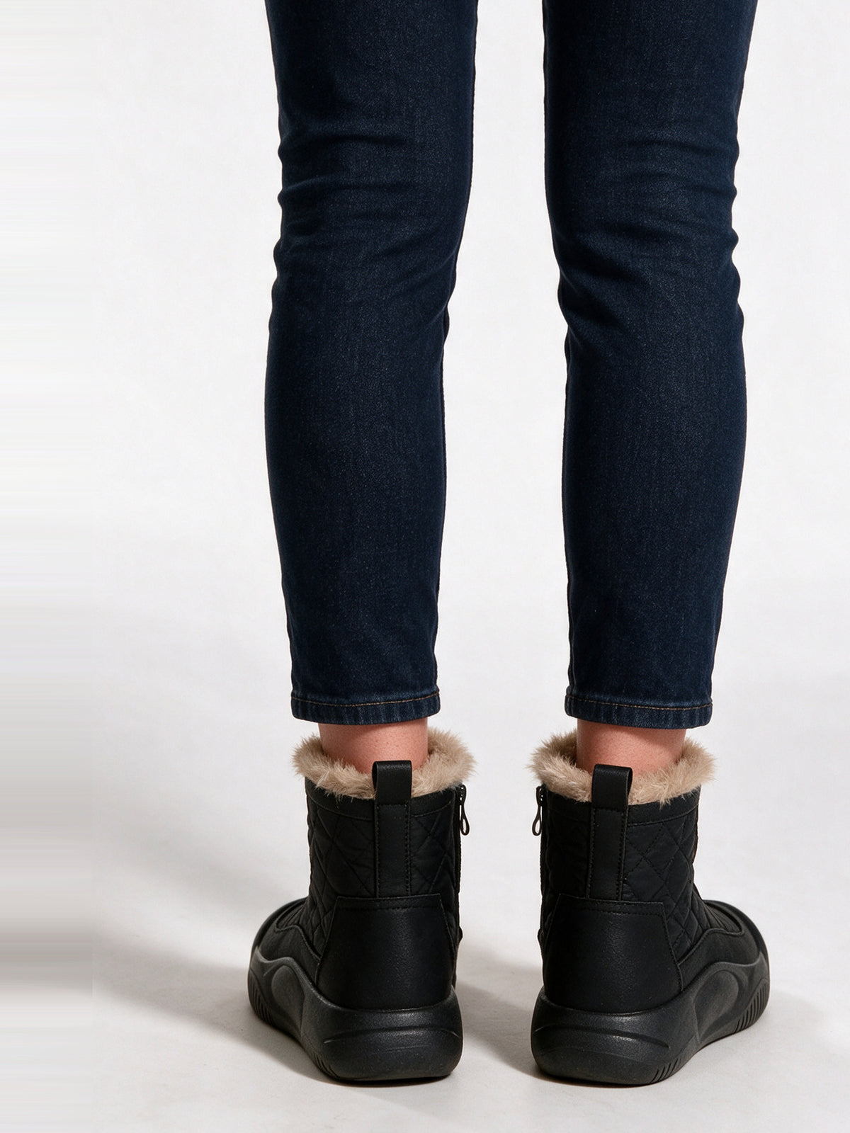 Sonja - Women's Quilted Front Zip Ankle Boots with Fluffy Lining - view 5