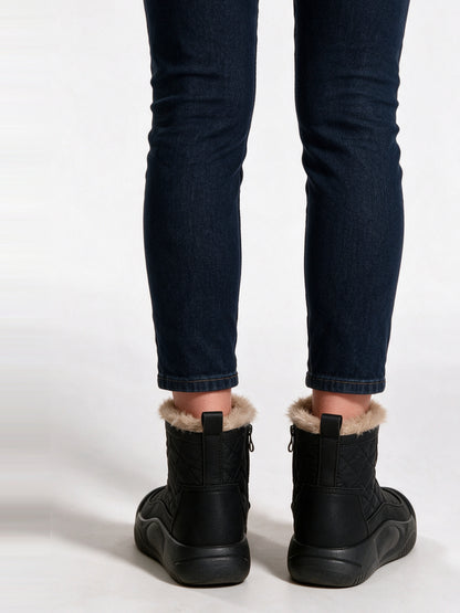 Sonja - Women's Quilted Front Zip Ankle Boots with Fluffy Lining - view 5