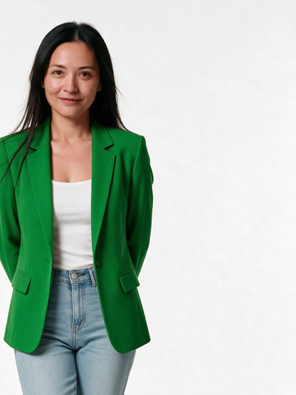 Sophia - Women's Tailored Single Button Blazer - Green