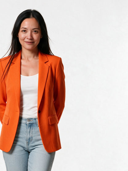 Sophia - Women's Tailored Single Button Blazer - Orange