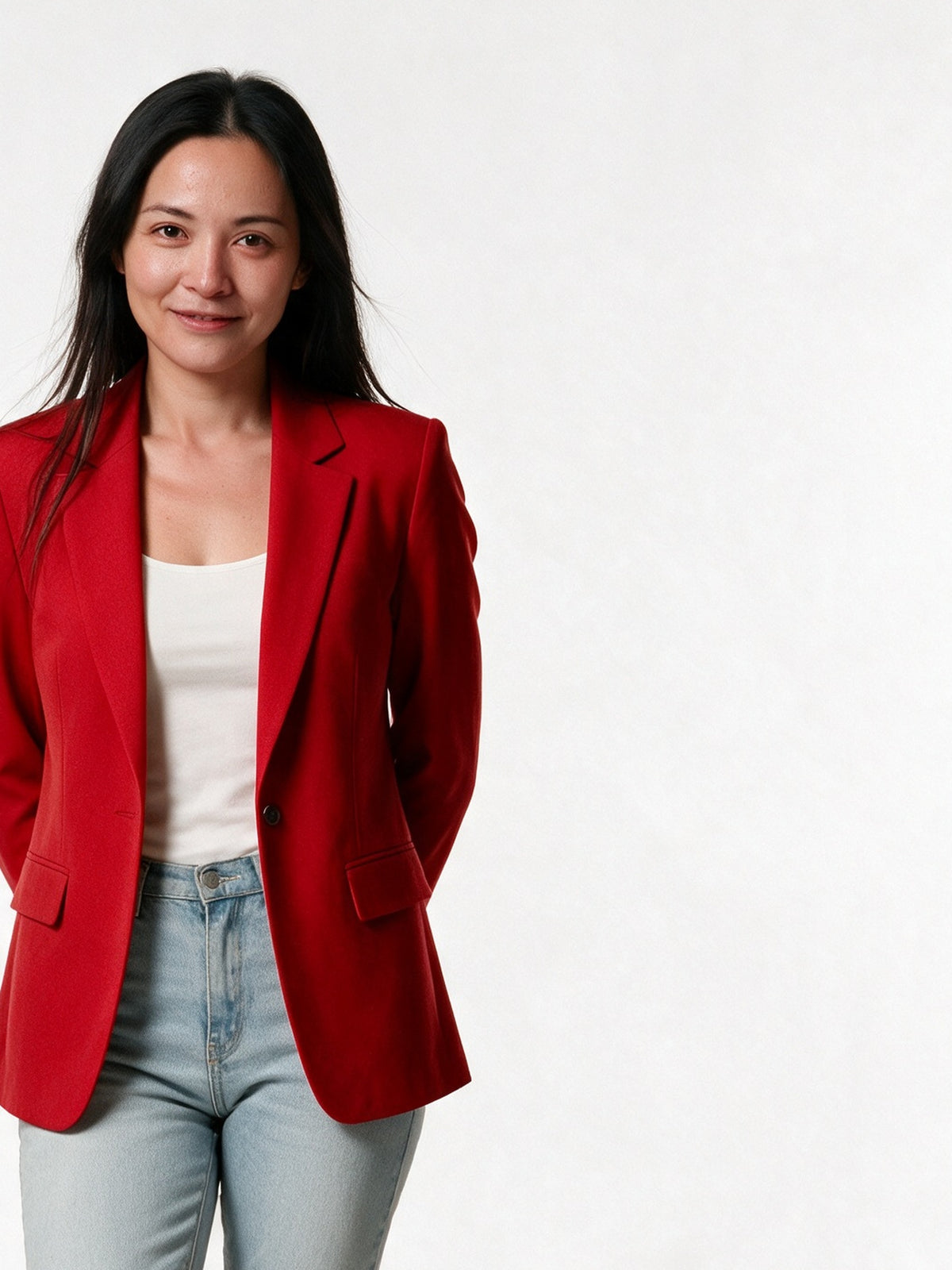 Sophia - Women's Tailored Single Button Blazer - Red