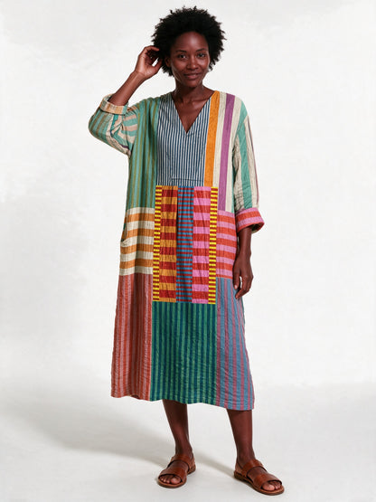 Stephanie - Printed Relaxed Fit Long Sleeve Midi Dress - view 1