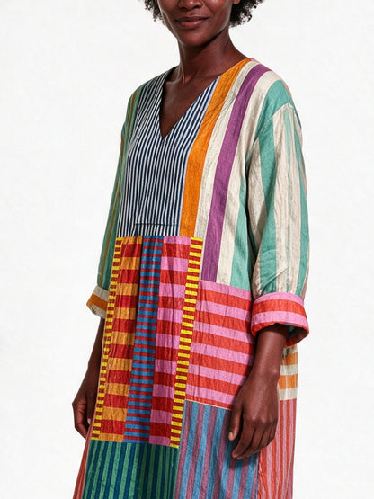 Stephanie - Printed Relaxed Fit Long Sleeve Midi Dress - view 3