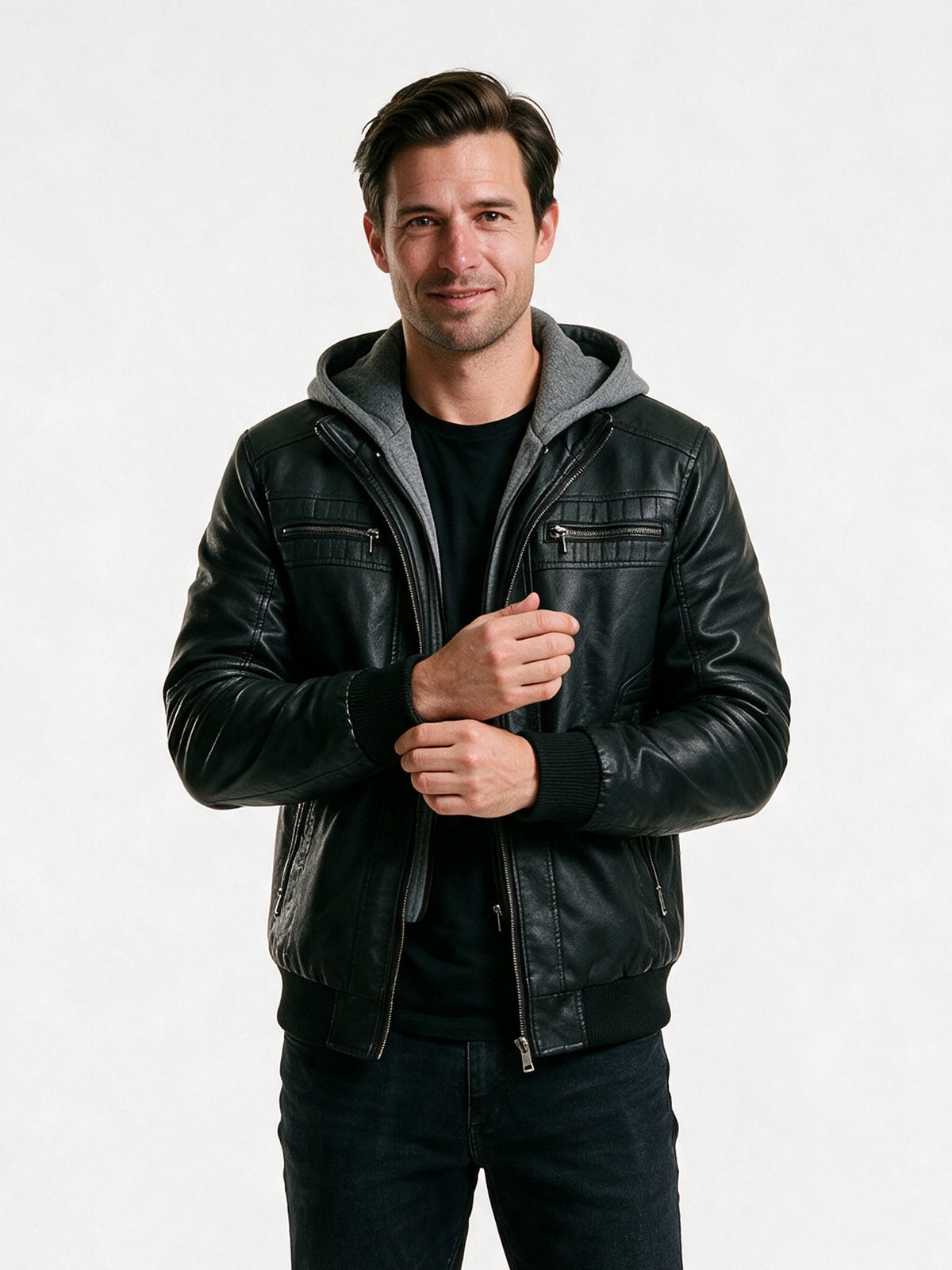 [T4, T11] Stylish Hooded Bomber Jacket for Cold Weather - view 1