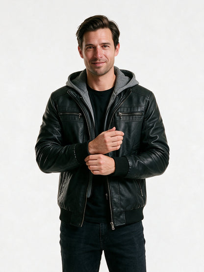 [T4, T11] Stylish Hooded Bomber Jacket for Cold Weather - view 1
