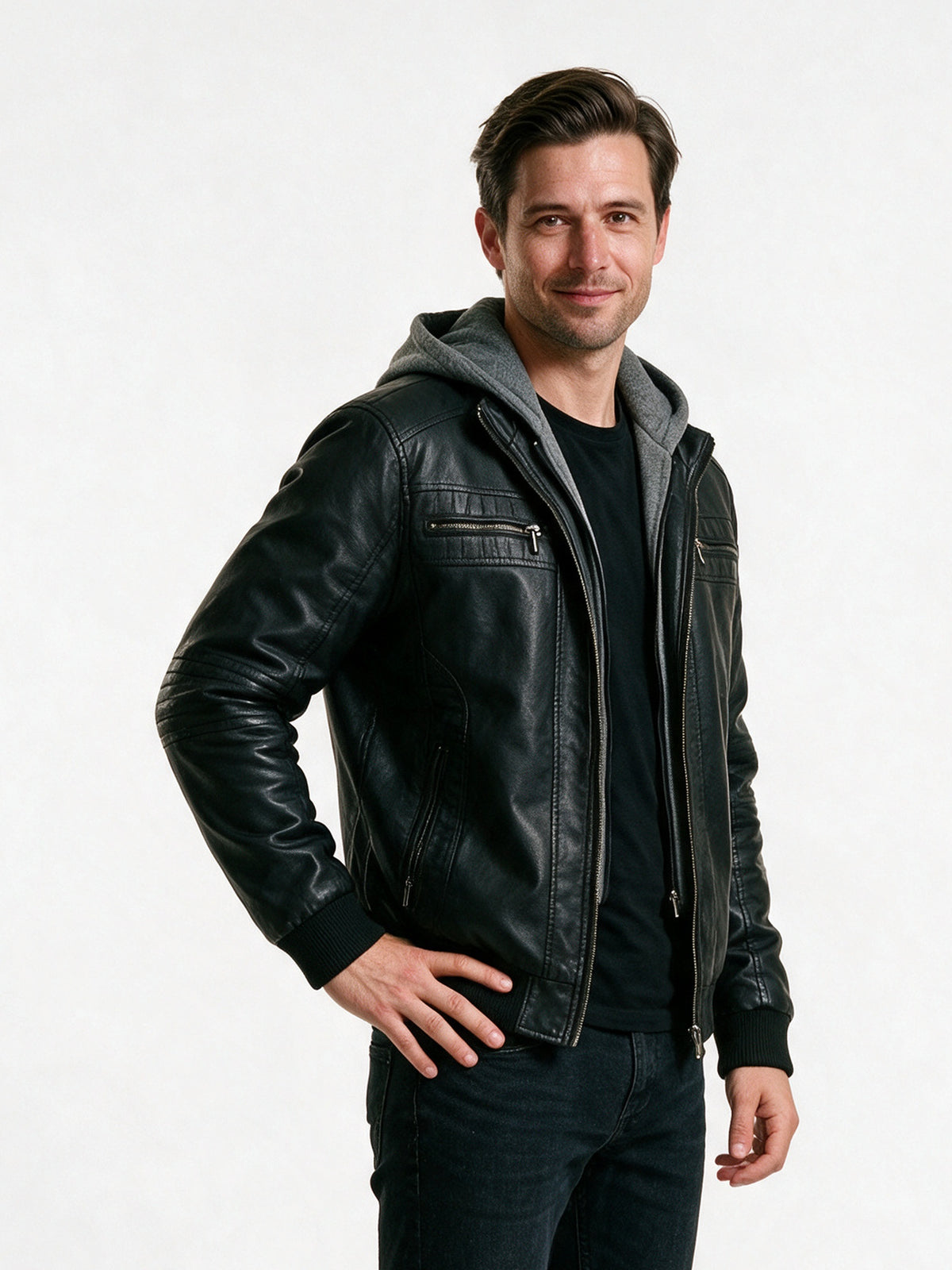 [T4, T11] Stylish Hooded Bomber Jacket for Cold Weather - view 2