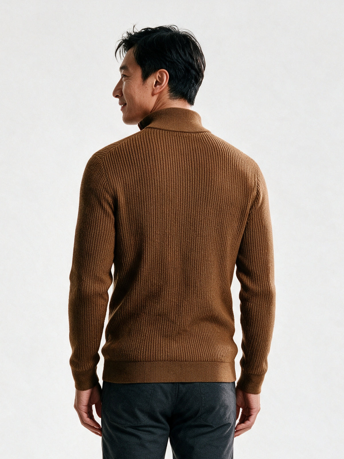 Sven - Men's Ribbed Quarter Zip Mock Neck Sweater - view 5