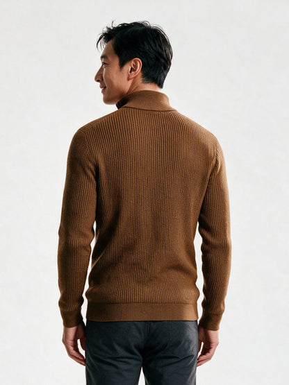 Sven - Men's Ribbed Quarter Zip Mock Neck Sweater - view 5