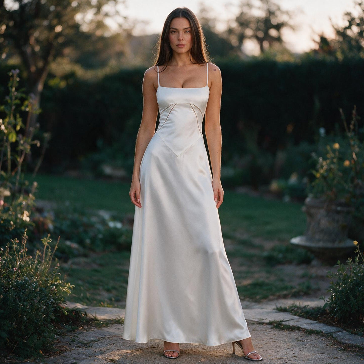 Tatianne - Elegant White Corset Maxi Dress for Women