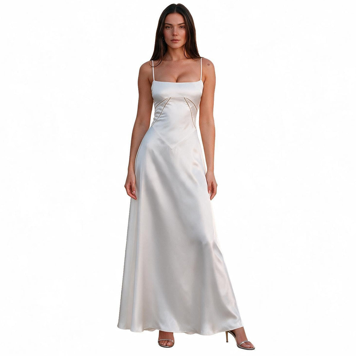 Tatianne - Elegant White Corset Maxi Dress for Women