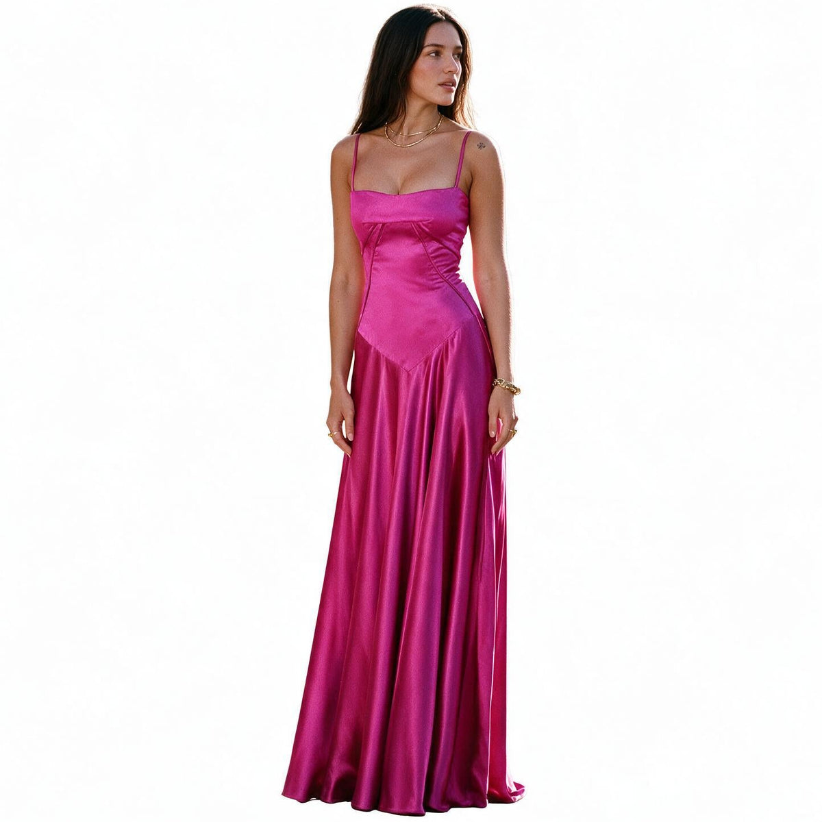 Tatianne - Elegant White Corset Maxi Dress for Women