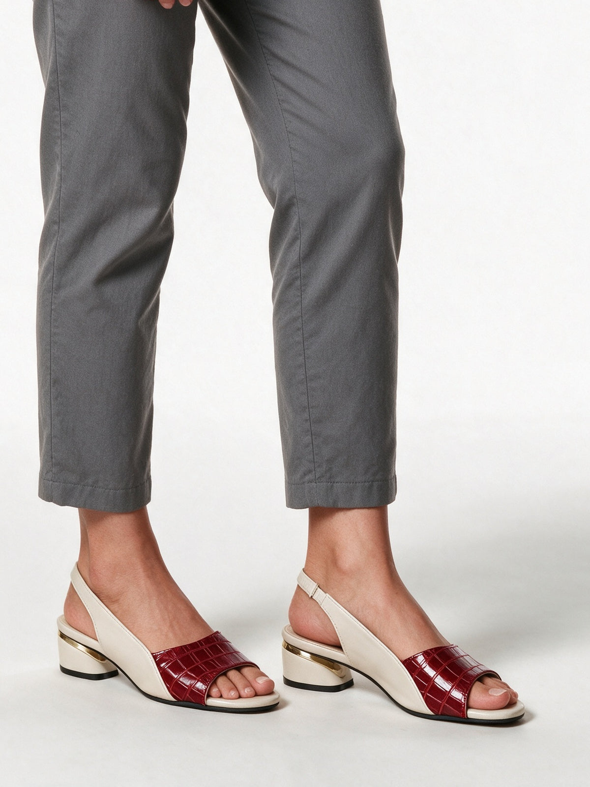 Tessa - Women's Two-Tone Slingback Low Heel Sandals - view 1