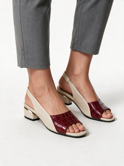 Tessa - Women's Two-Tone Slingback Low Heel Sandals - view 3