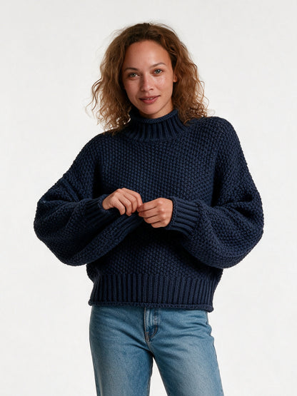 Thick Oversized Women's Sweater - Navy
