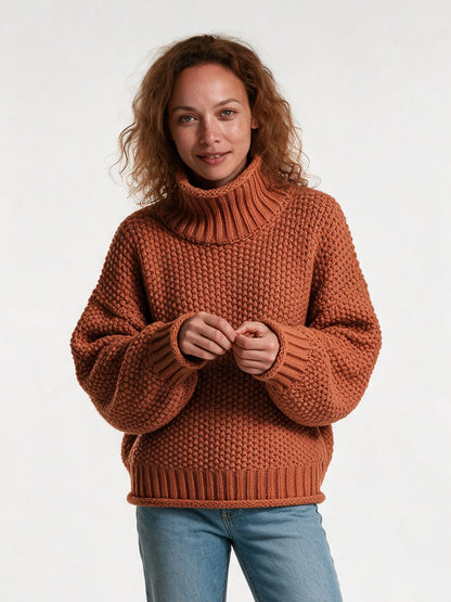 Thick Oversized Women's Sweater - Orange