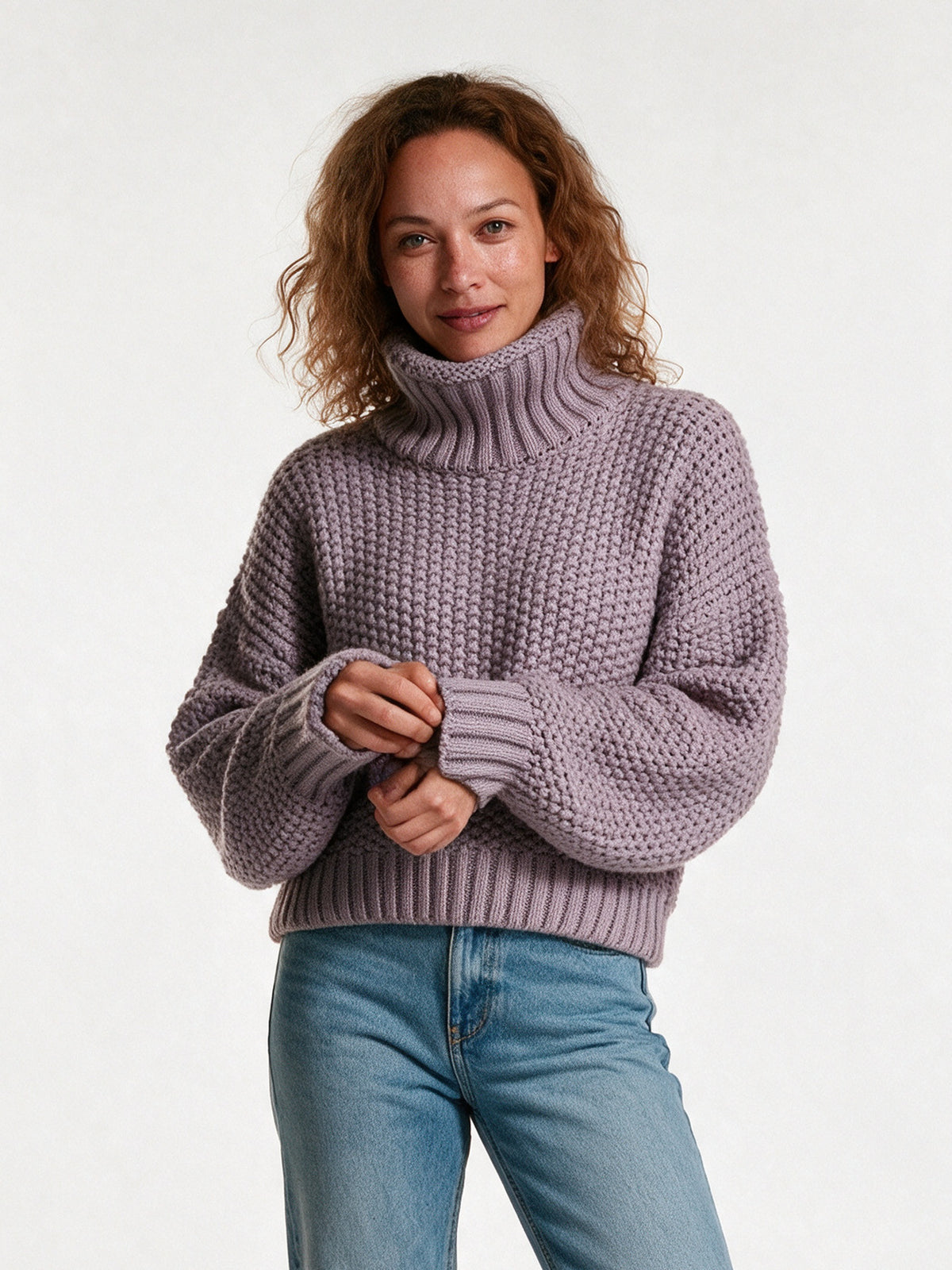 Thick Oversized Women's Sweater - Purple