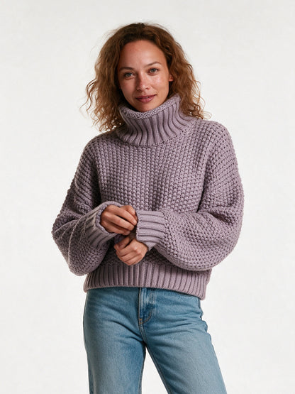 Thick Oversized Women's Sweater - Purple