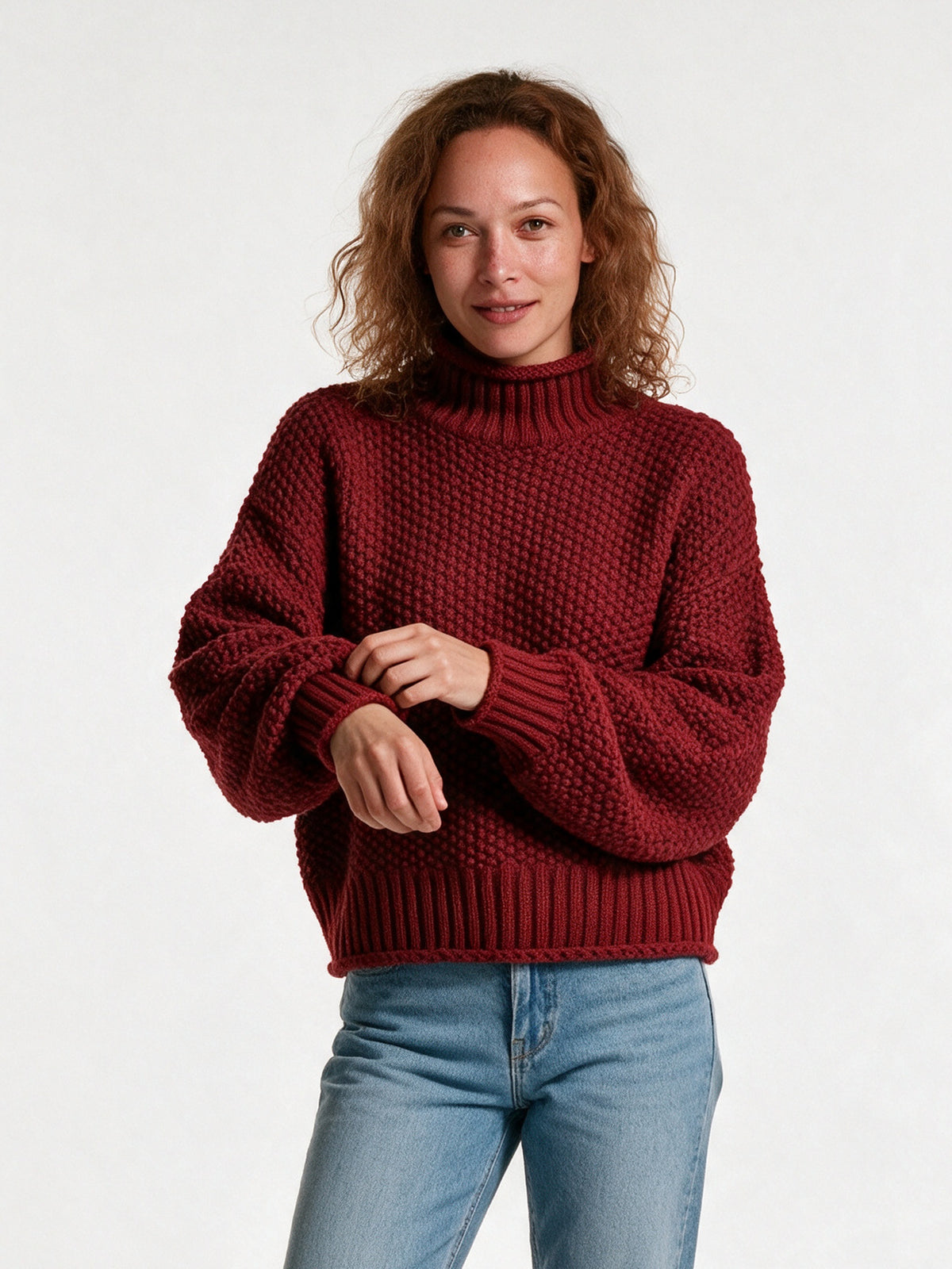 Thick Oversized Women's Sweater - Red