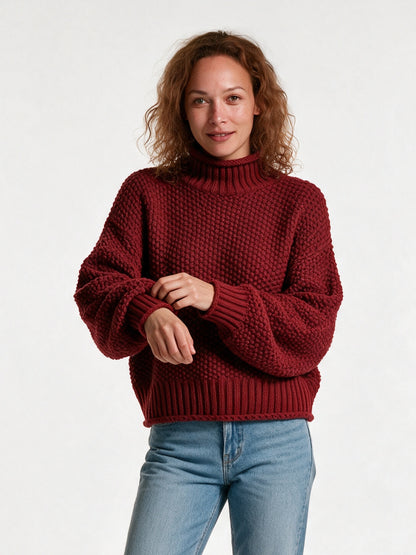 Thick Oversized Women's Sweater - Red