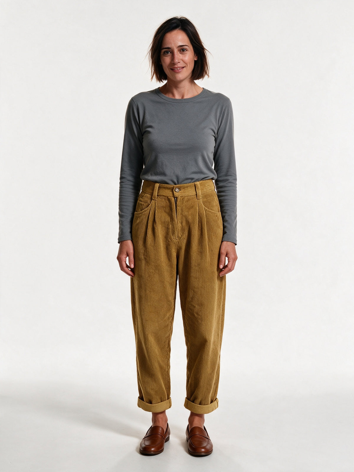 Tilda - Women's High Waisted Pleated Relaxed Trousers - view 1