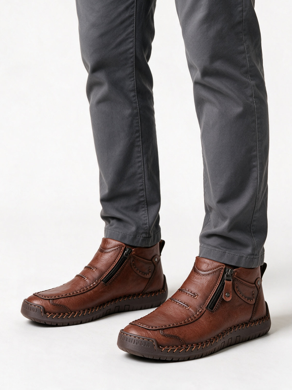 Torsten - Men's Hand Stitched Moc Toe Side Zip Boots - view 1