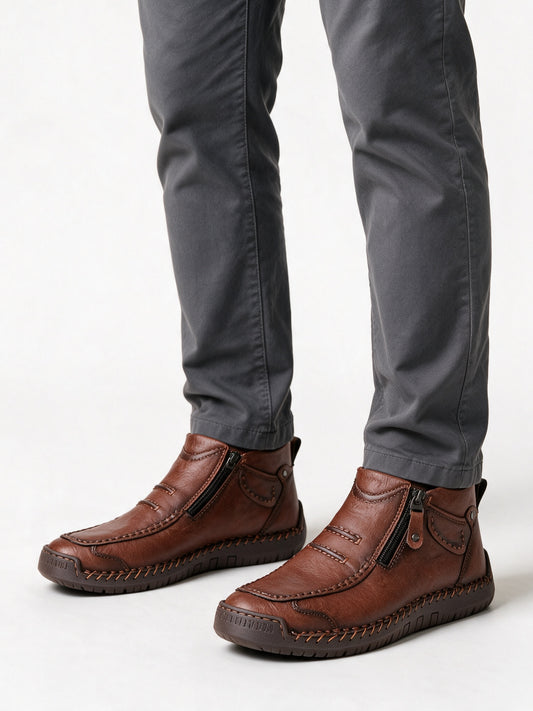 Torsten - Men's Hand Stitched Moc Toe Side Zip Boots - view 1