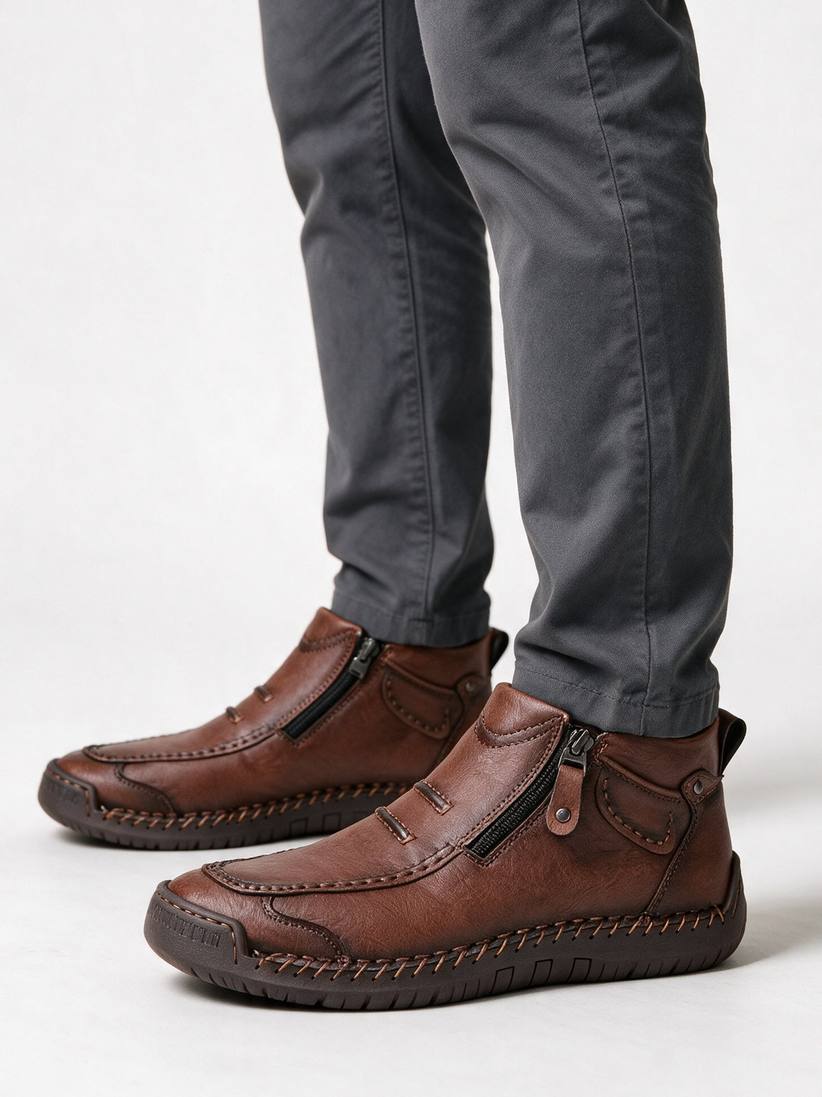 Torsten - Men's Hand Stitched Moc Toe Side Zip Boots - view 2