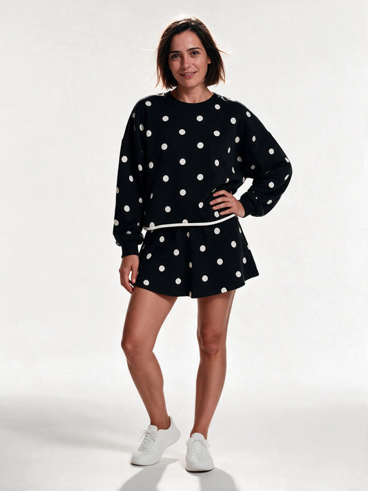 Tove - Women's Polka Dot Pullover and Skort Set - view 1