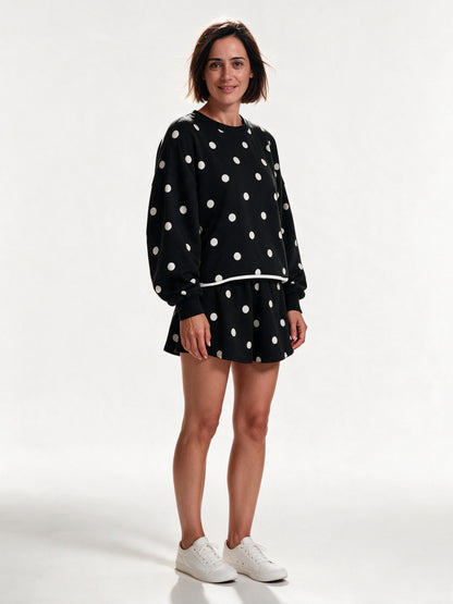 Tove - Women's Polka Dot Pullover and Skort Set - view 2