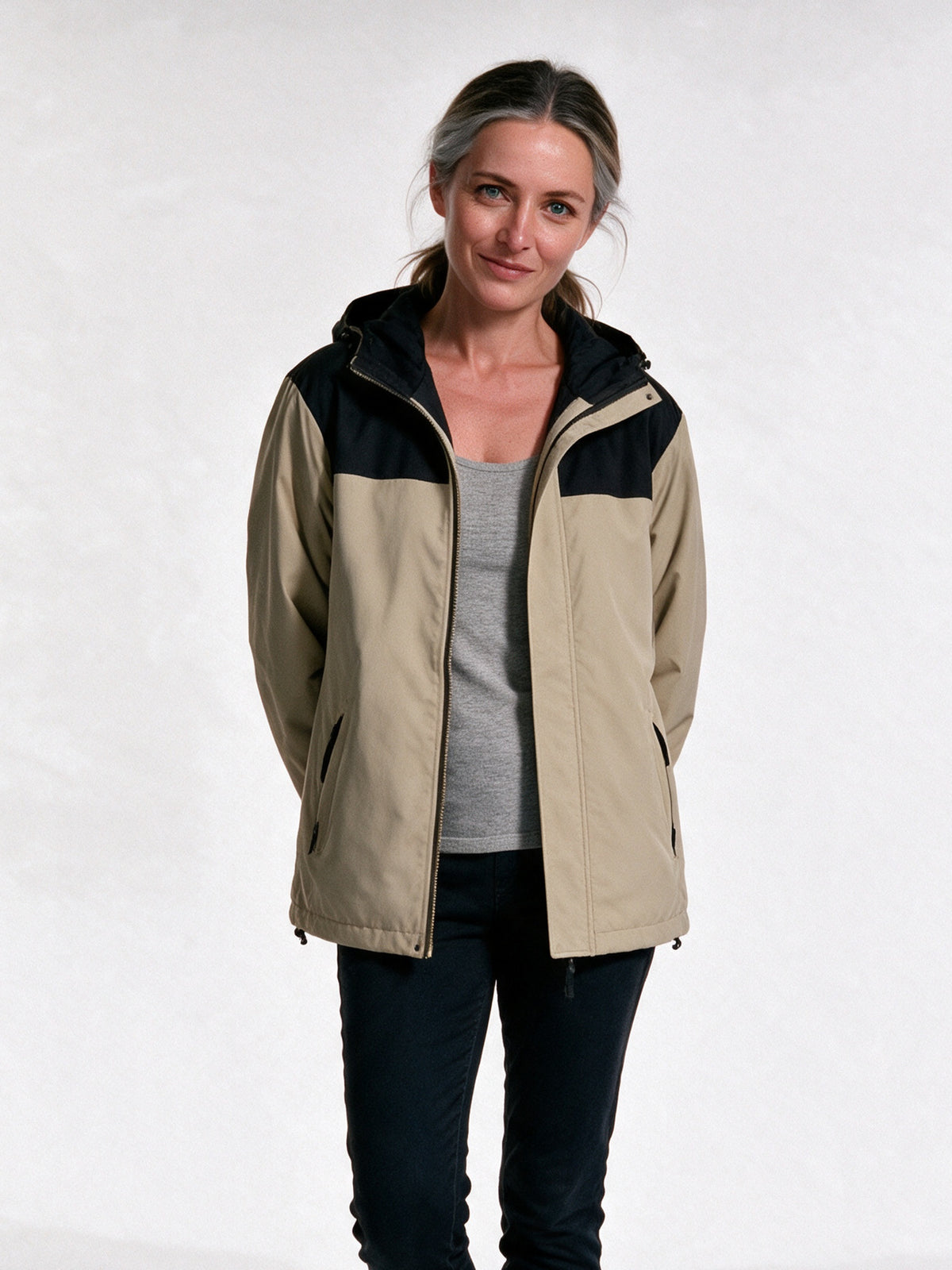 Trond - Unisex Two Tone Hooded Mountain Jacket - Khaki