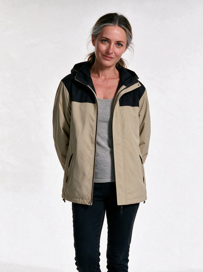 Trond - Unisex Two Tone Hooded Mountain Jacket - Khaki