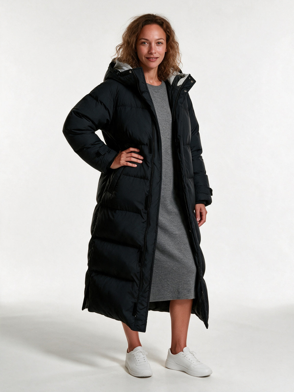 Turia - Women's Ankle Length Hooded Quilted Puffer Coat - view 2