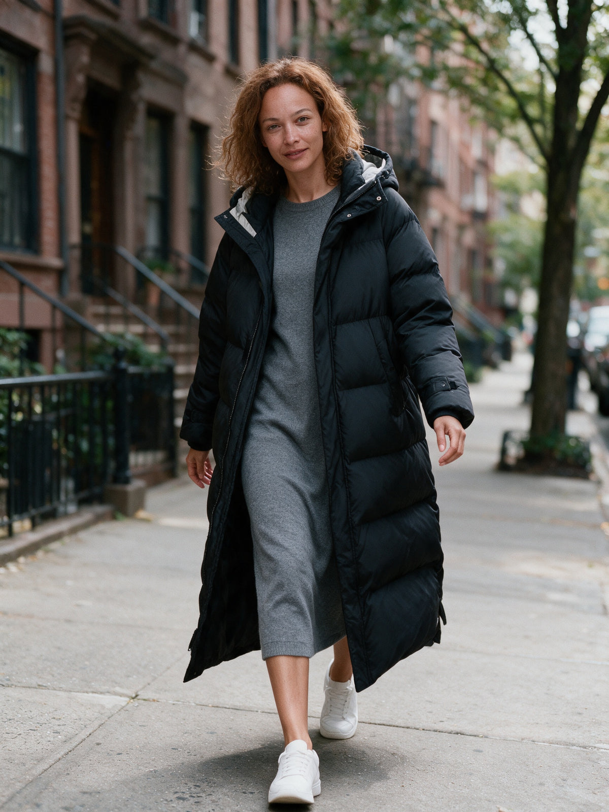 Turia - Women's Ankle Length Hooded Quilted Puffer Coat - view 4