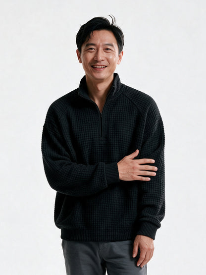 Viggo - Men's Waffle Knit Quarter Zip Pullover - view 1