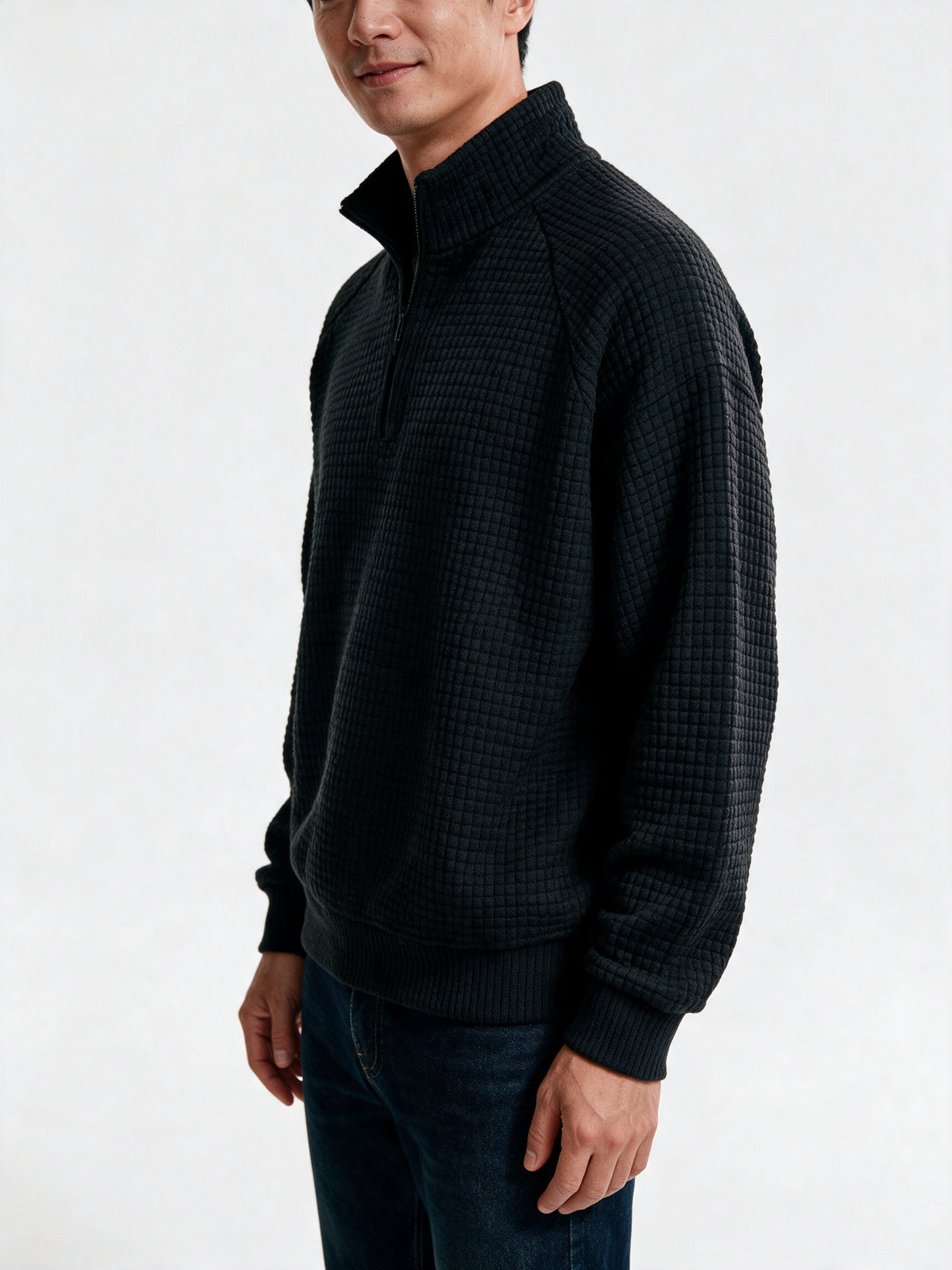Viggo - Men's Waffle Knit Quarter Zip Pullover - view 3