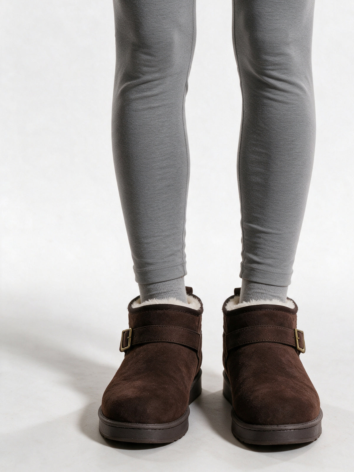 Vilde - Women's Mini Pull On Boots with Buckle Strap - Brown
