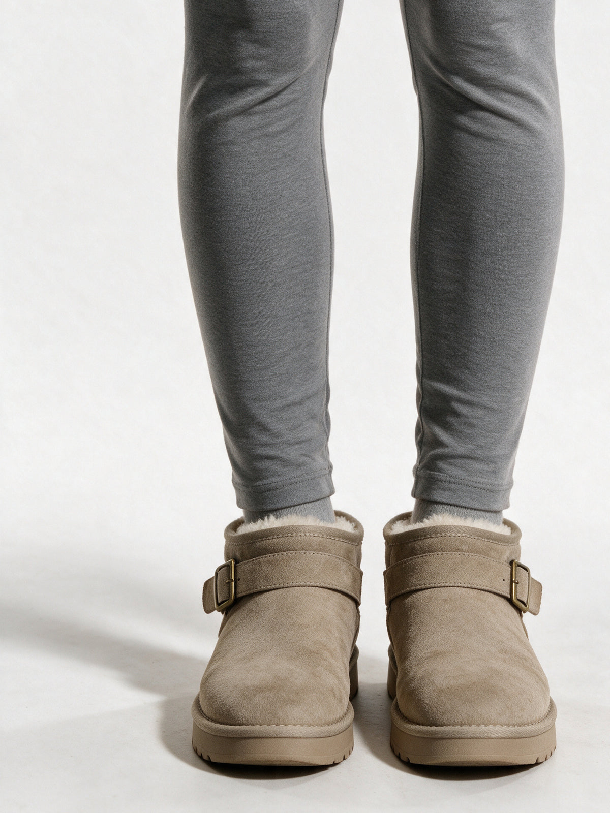 Vilde - Women's Mini Pull On Boots with Buckle Strap - Sand