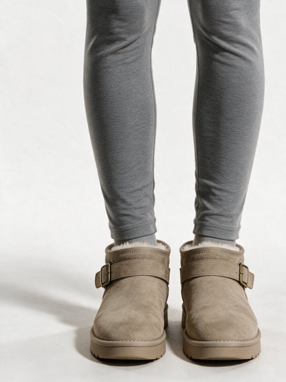 Vilde - Women's Mini Pull On Boots with Buckle Strap - Sand
