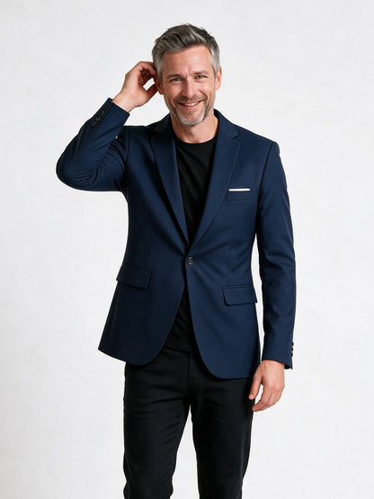 Vincent - Men's Slim Fit One Button Blazer - Navy