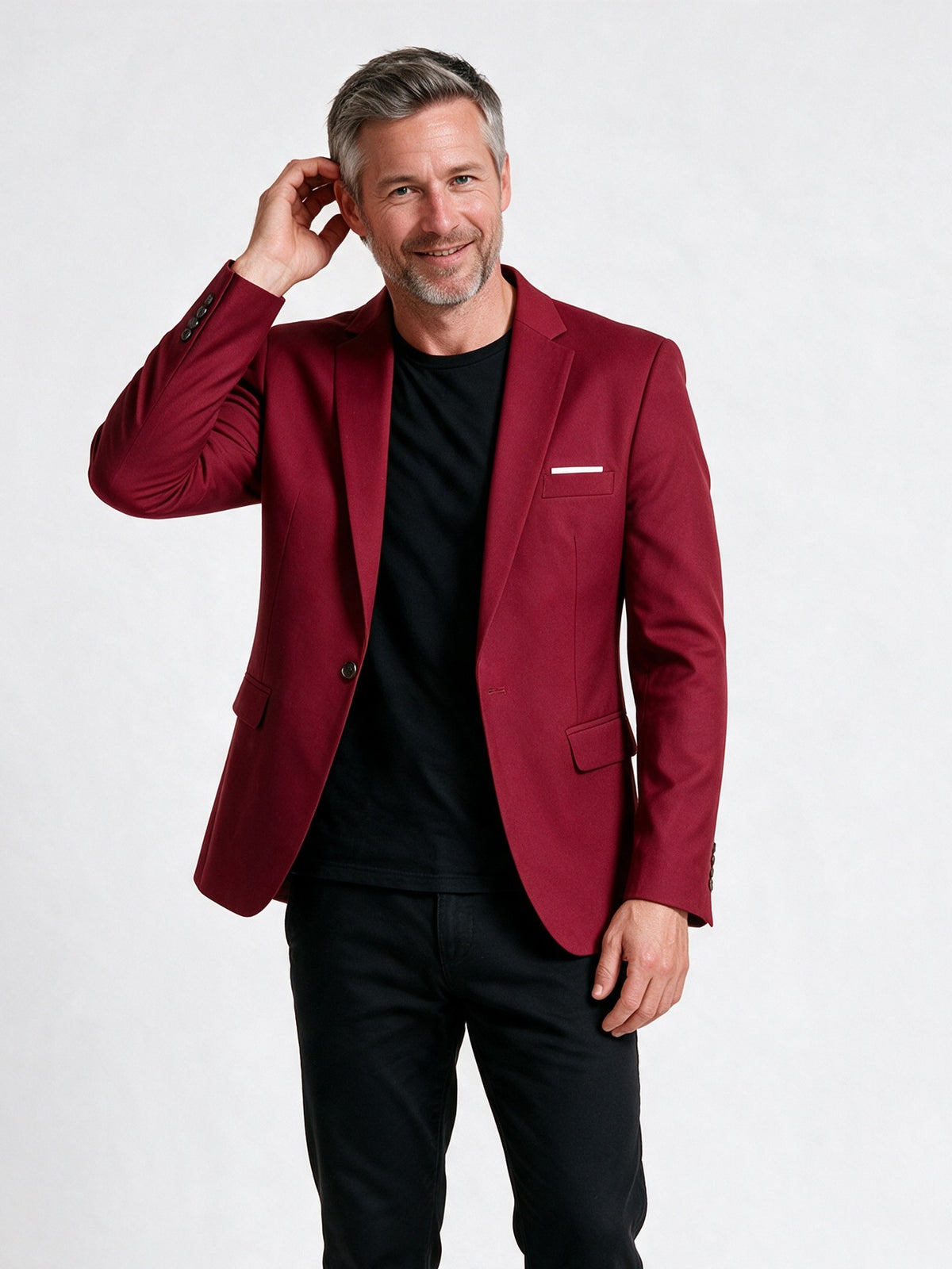 Vincent - Men's Slim Fit One Button Blazer - Red