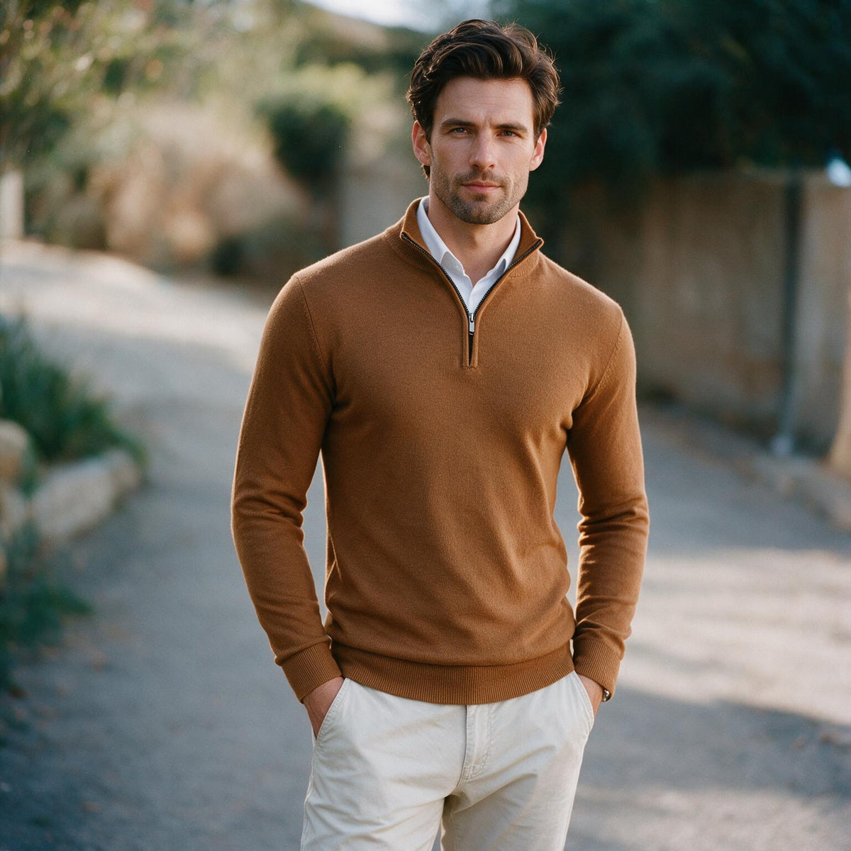 Wyatt - Stylish Slim Fit Quarter Zip Sweater for Men