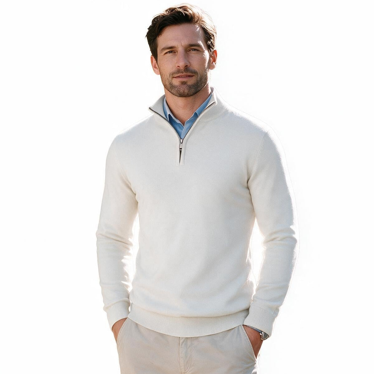 Wyatt - Stylish Slim Fit Quarter Zip Sweater for Men