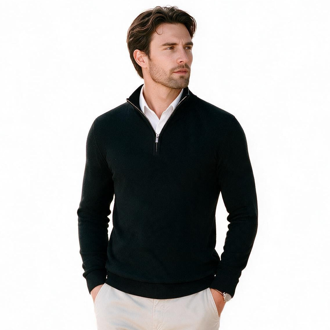 Wyatt - Stylish Slim Fit Quarter Zip Sweater for Men