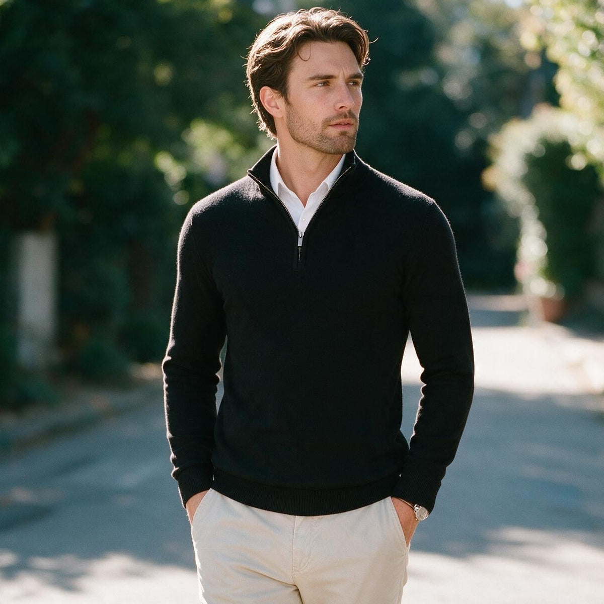 Wyatt - Stylish Slim Fit Quarter Zip Sweater for Men