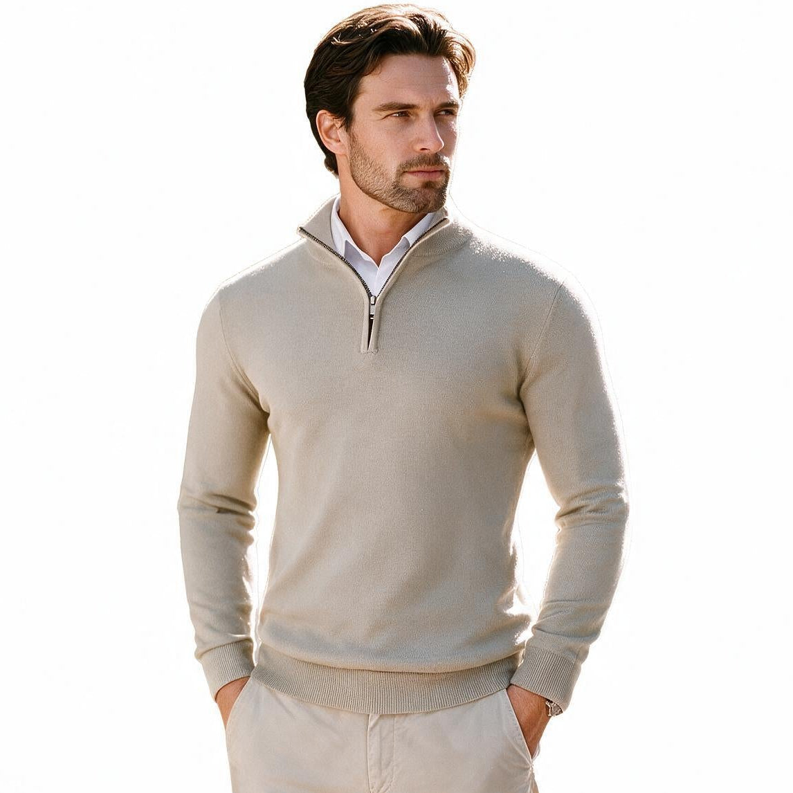 Wyatt - Stylish Slim Fit Quarter Zip Sweater for Men